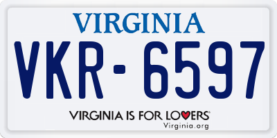 VA license plate VKR6597