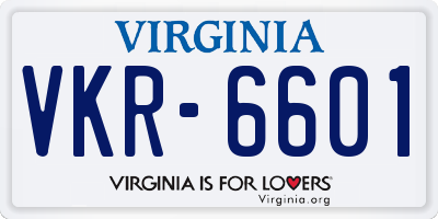 VA license plate VKR6601