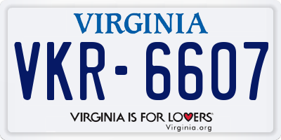 VA license plate VKR6607