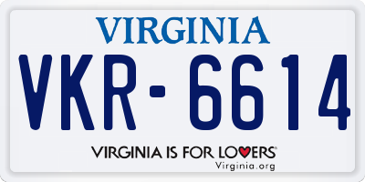 VA license plate VKR6614