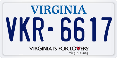 VA license plate VKR6617