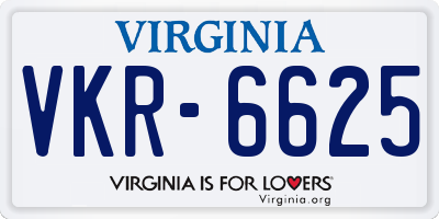 VA license plate VKR6625