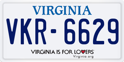 VA license plate VKR6629