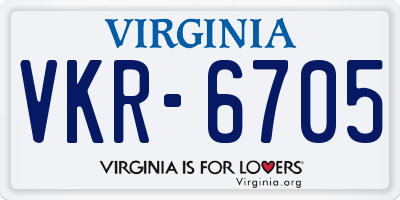 VA license plate VKR6705