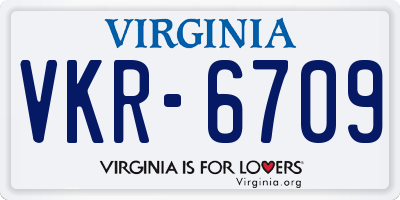 VA license plate VKR6709