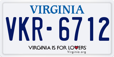 VA license plate VKR6712