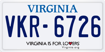 VA license plate VKR6726