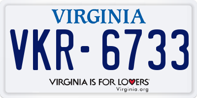 VA license plate VKR6733