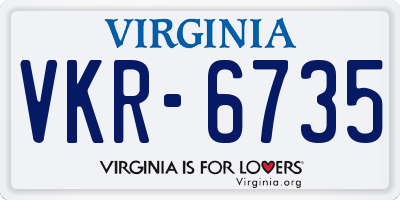 VA license plate VKR6735
