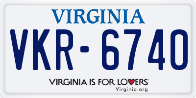 VA license plate VKR6740