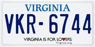 VA license plate VKR6744