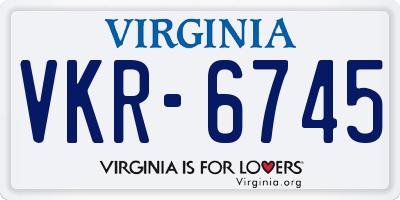 VA license plate VKR6745