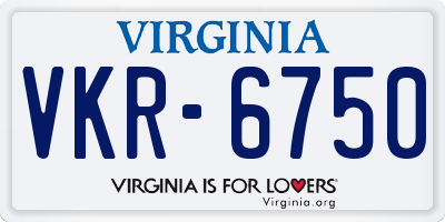 VA license plate VKR6750