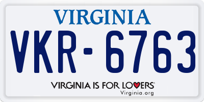 VA license plate VKR6763