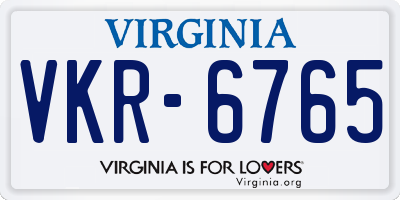 VA license plate VKR6765