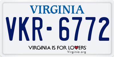 VA license plate VKR6772