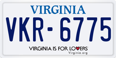 VA license plate VKR6775
