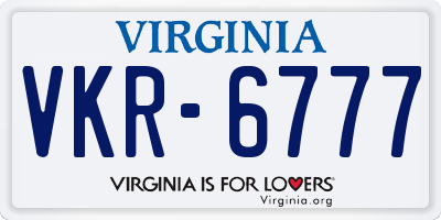 VA license plate VKR6777