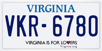 VA license plate VKR6780