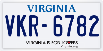 VA license plate VKR6782