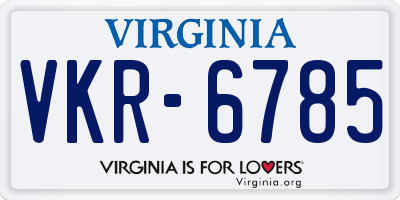 VA license plate VKR6785