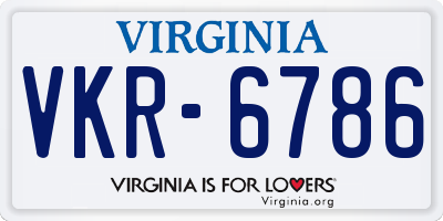 VA license plate VKR6786
