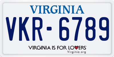 VA license plate VKR6789