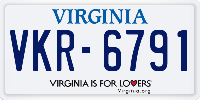 VA license plate VKR6791