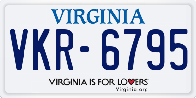 VA license plate VKR6795