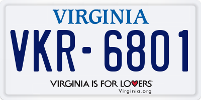 VA license plate VKR6801