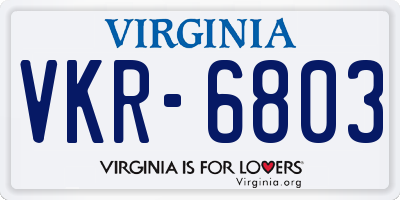 VA license plate VKR6803