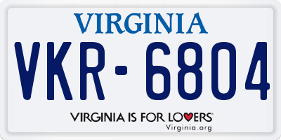 VA license plate VKR6804