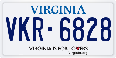 VA license plate VKR6828