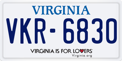 VA license plate VKR6830