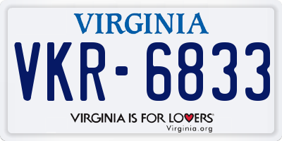VA license plate VKR6833