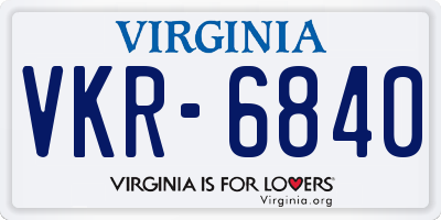 VA license plate VKR6840