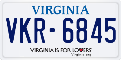 VA license plate VKR6845