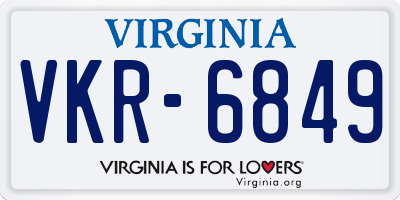 VA license plate VKR6849