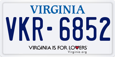 VA license plate VKR6852