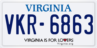 VA license plate VKR6863