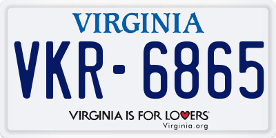 VA license plate VKR6865