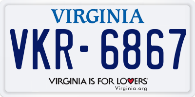 VA license plate VKR6867