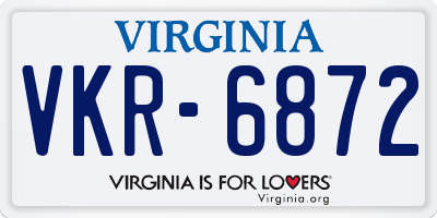VA license plate VKR6872