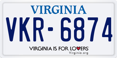 VA license plate VKR6874