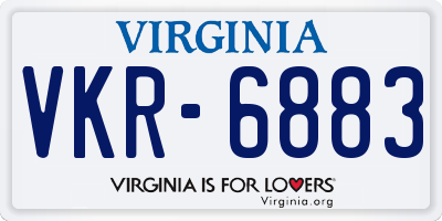 VA license plate VKR6883