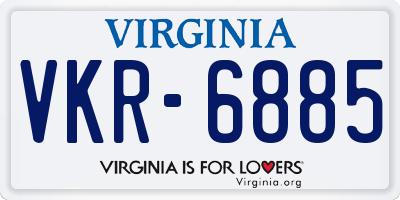 VA license plate VKR6885