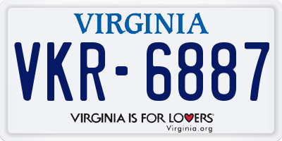 VA license plate VKR6887