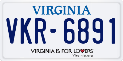 VA license plate VKR6891