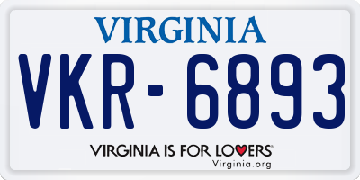 VA license plate VKR6893