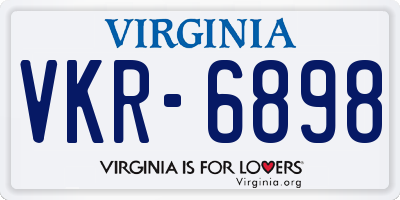 VA license plate VKR6898